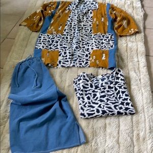 Plus size 3 piece  jean skirt suit